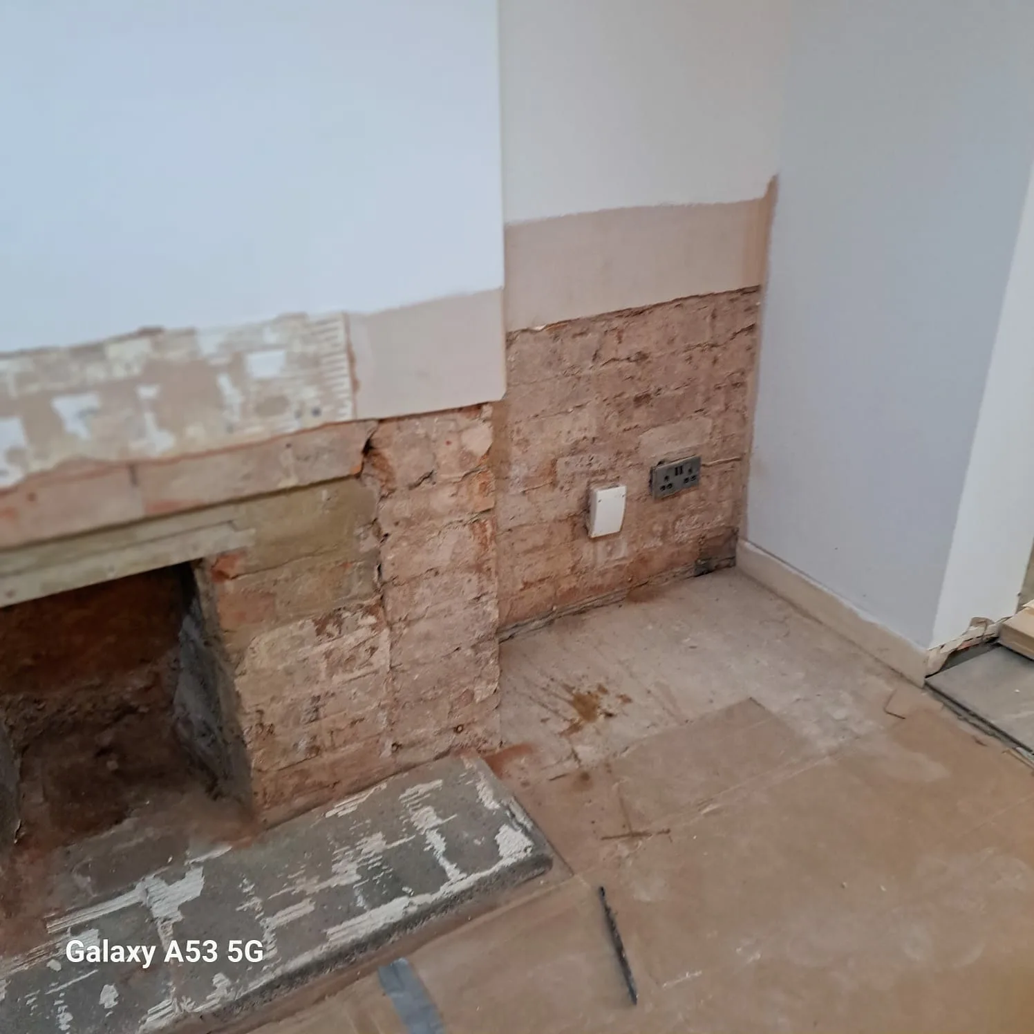 Internal wall prepared during damp proofing work